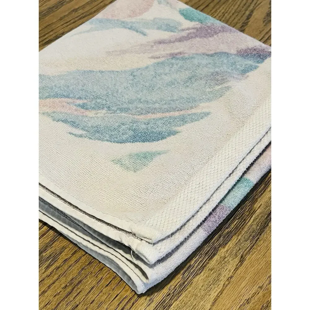 Croscill Bath Body Towel 80s Pastel Pink Green Geometric Abstract Shabby Chic Br